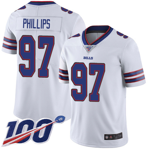 Men Buffalo Bills #97 Jordan Phillips White Vapor Untouchable Limited Player 100th Season NFL Jersey->buffalo bills->NFL Jersey